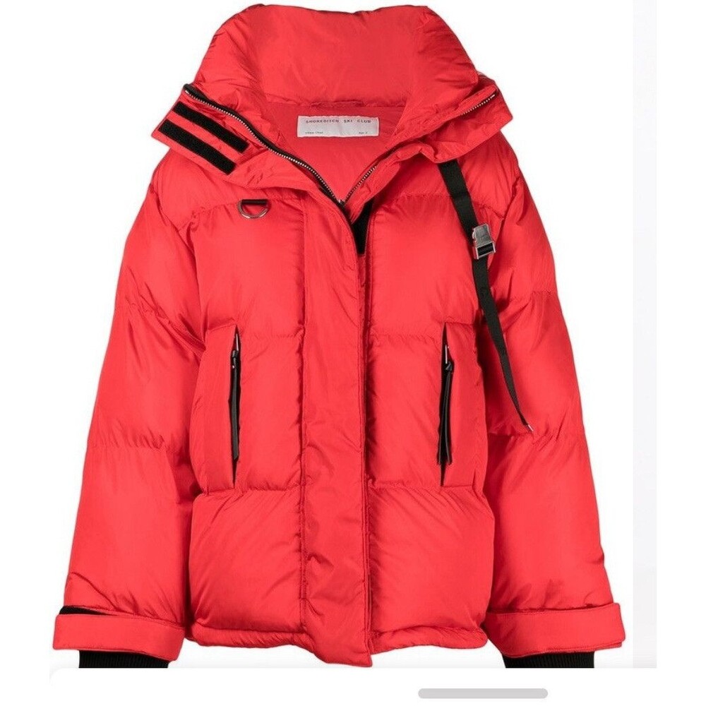 Shoreditch Ski Club Willow Oversized Puffer Jacket In Lipstick Red Sz S New
